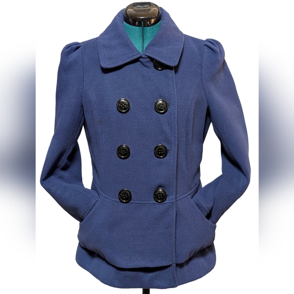 Steve Madden Women's Double-Breasted Navy Blue Peacoat